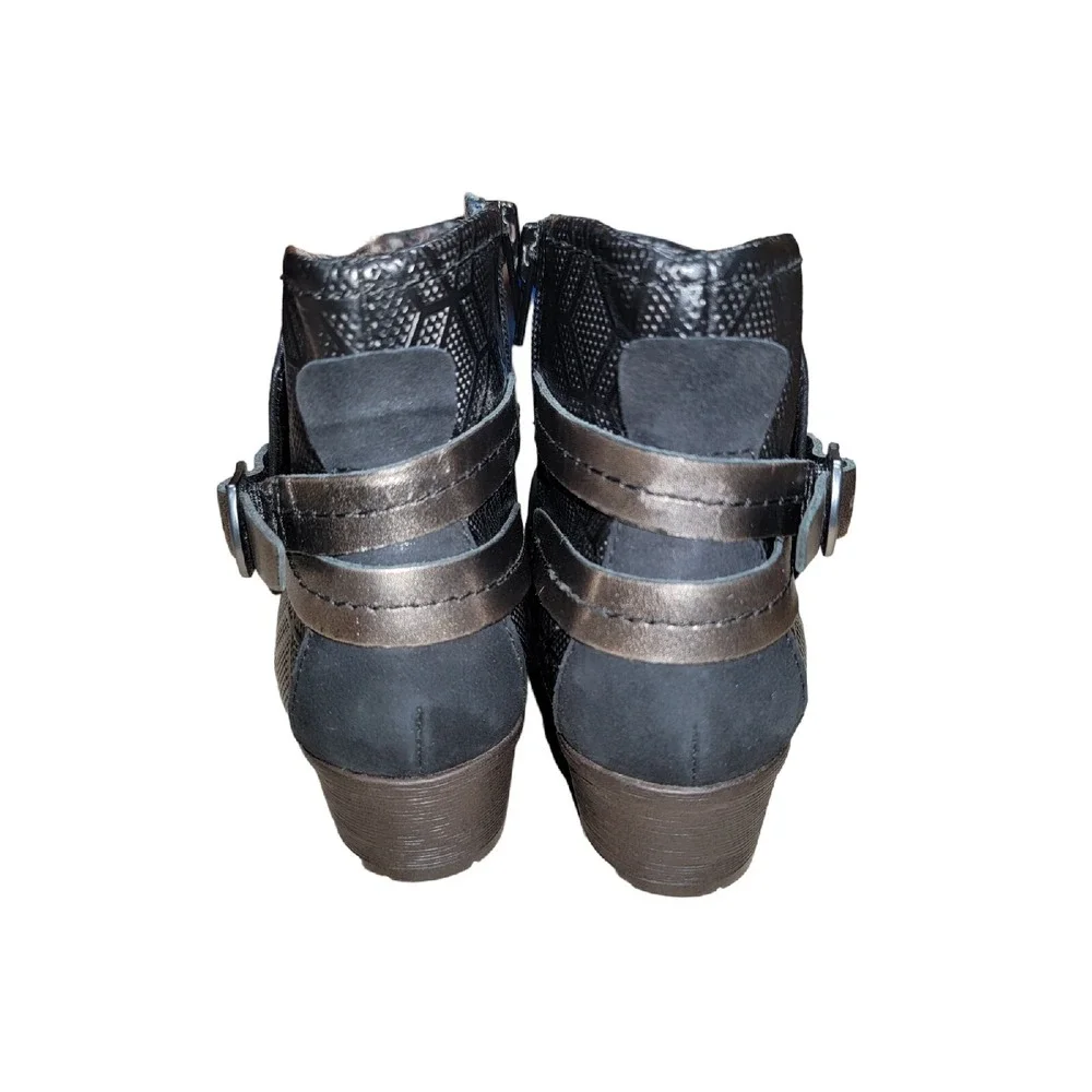 Rockport Womens Size 6.5 M Cobb Hill Gratasha Black Leather Strap Ankle Booties‎